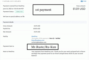 Ru-Kun's 1st Payment from HeedYou