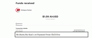 Ru-Kun's 1st payment from ClixToYou