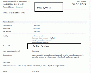 Ru-Kun's 9th payment From Mode/Current Earning app $9.60