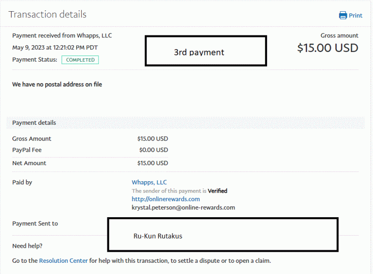 Ru-Kun's 3rd Payment From Nielsen. $15 PayPal