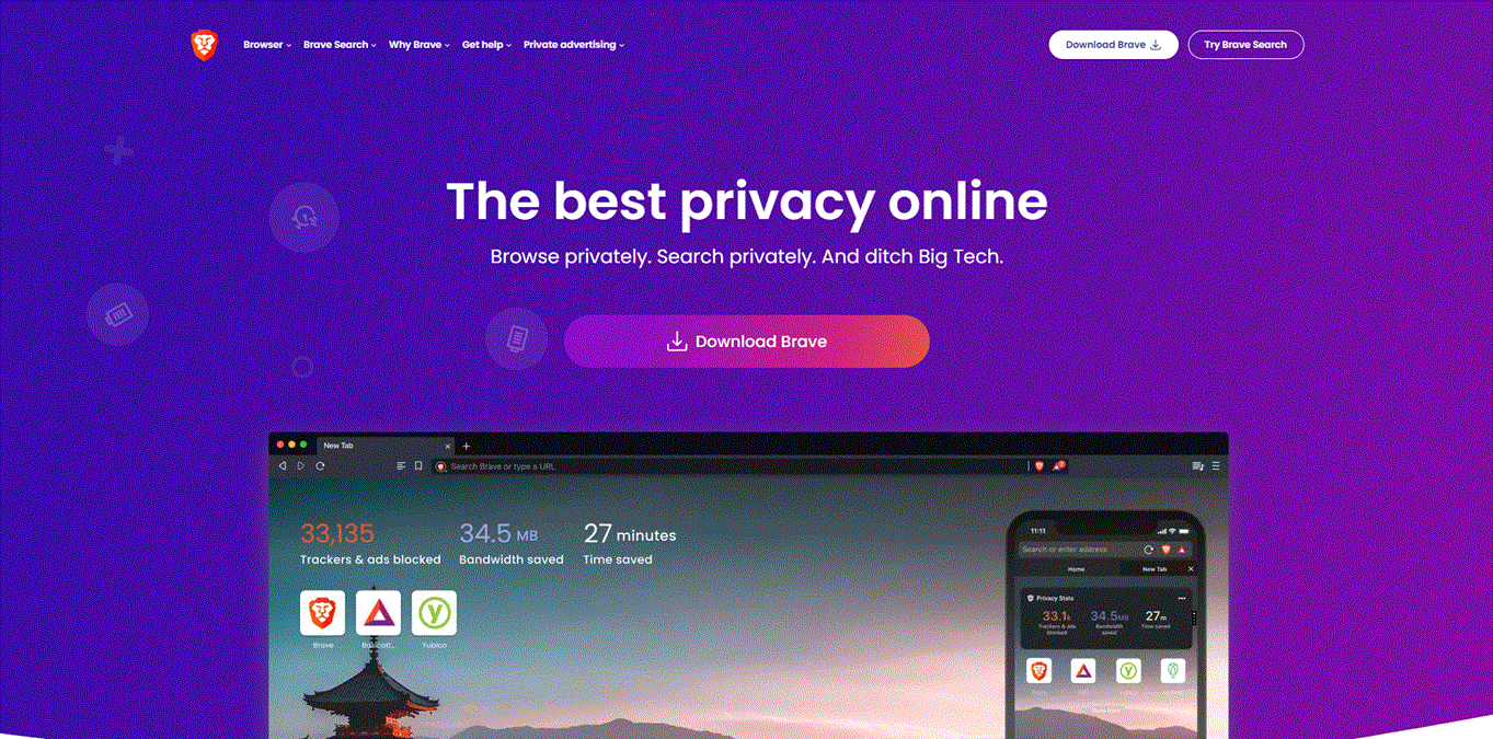 Brave Browser website screenshot