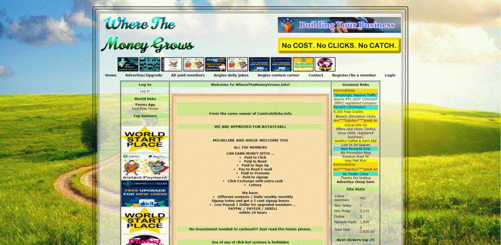 Where The Money Grows website screenshot