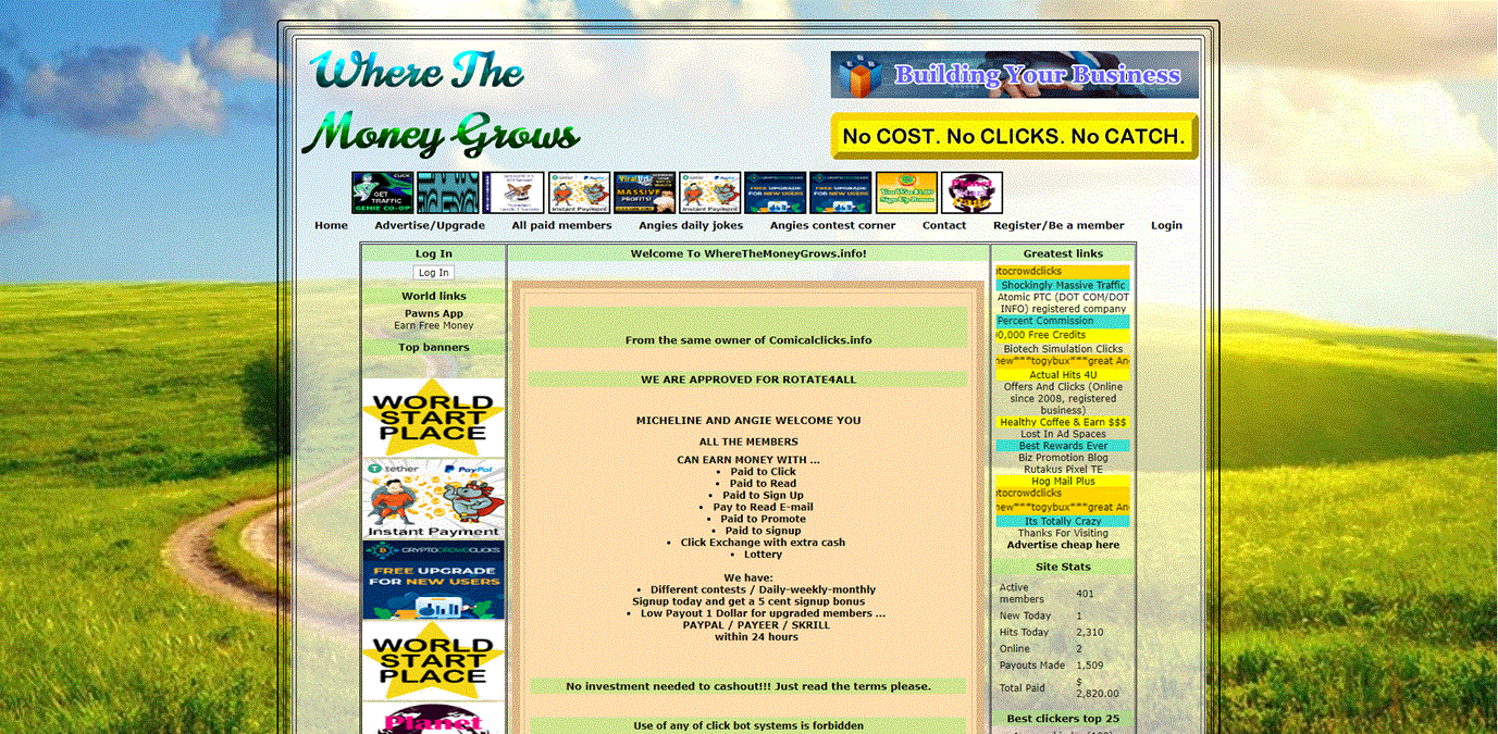 Where The Money Grows website screenshot