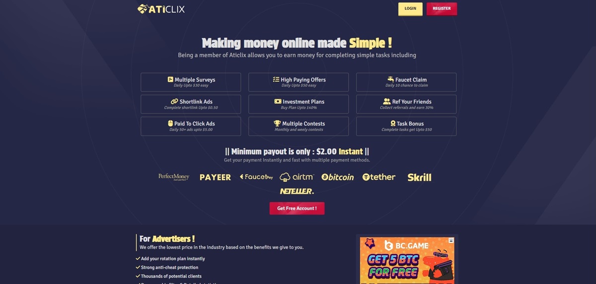 Aticlix website screenshot