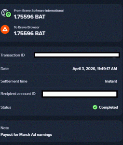 Ru-Kun's 109th payout Brave Rewards