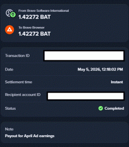 Ru-Kun's 110th payout Brave Rewards
