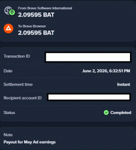Ru-Kun's 111th payout Brave Rewards